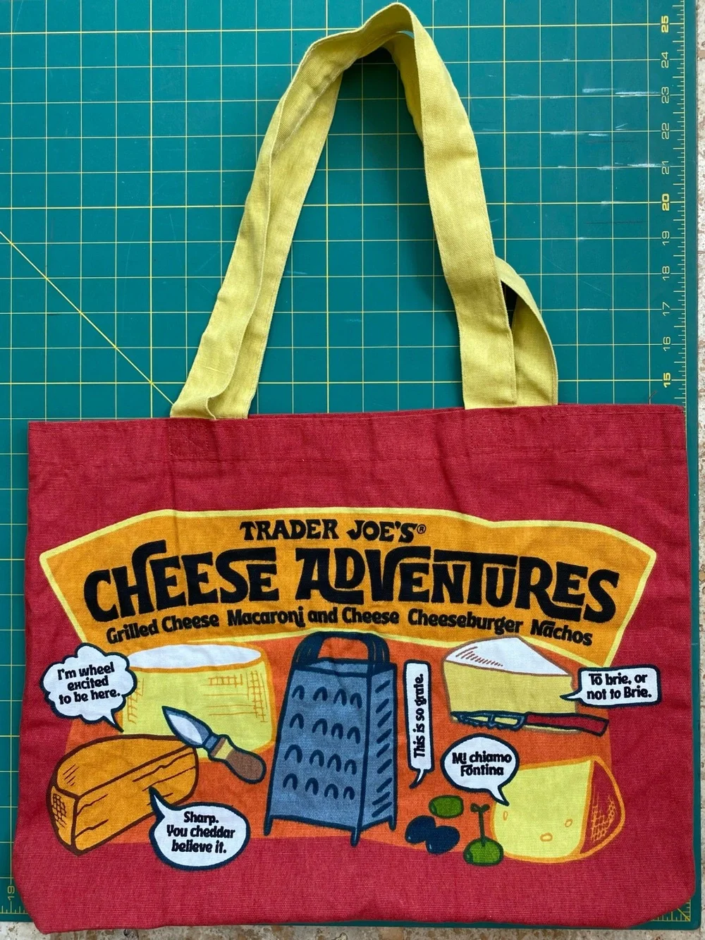 (2) Trader Joe’s Cloth Tote bags: Cheese Adventures & Waffles Toast Milk - Picture 8 of 13